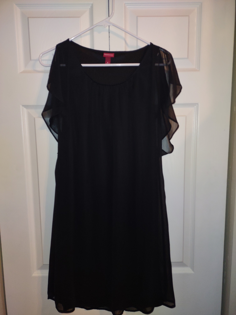 Merona Black Chiffon Flutter Sleeve Dress